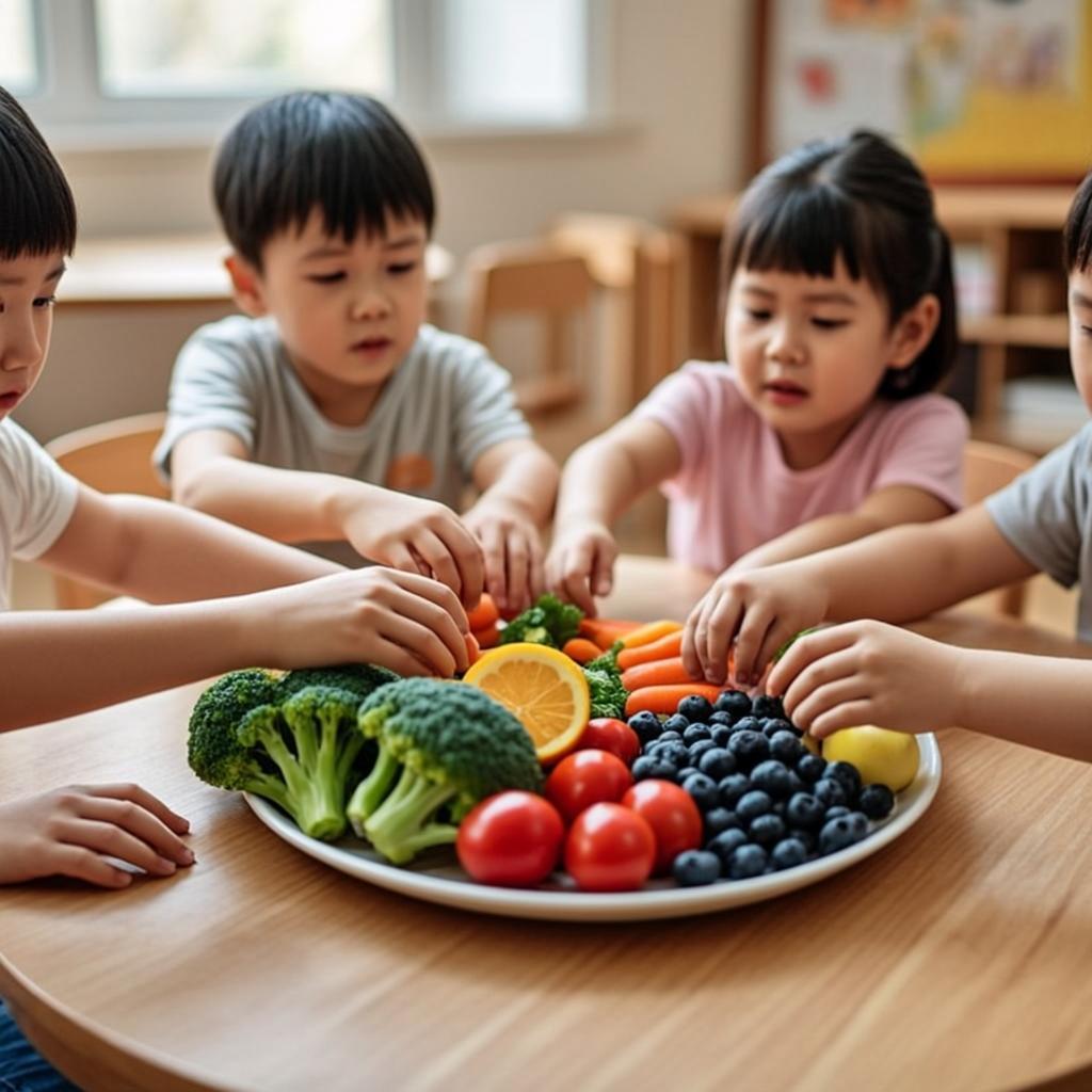 Healthy colorful snack time for children